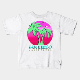 San Diego California Palm Trees Sunset Kids T-Shirt